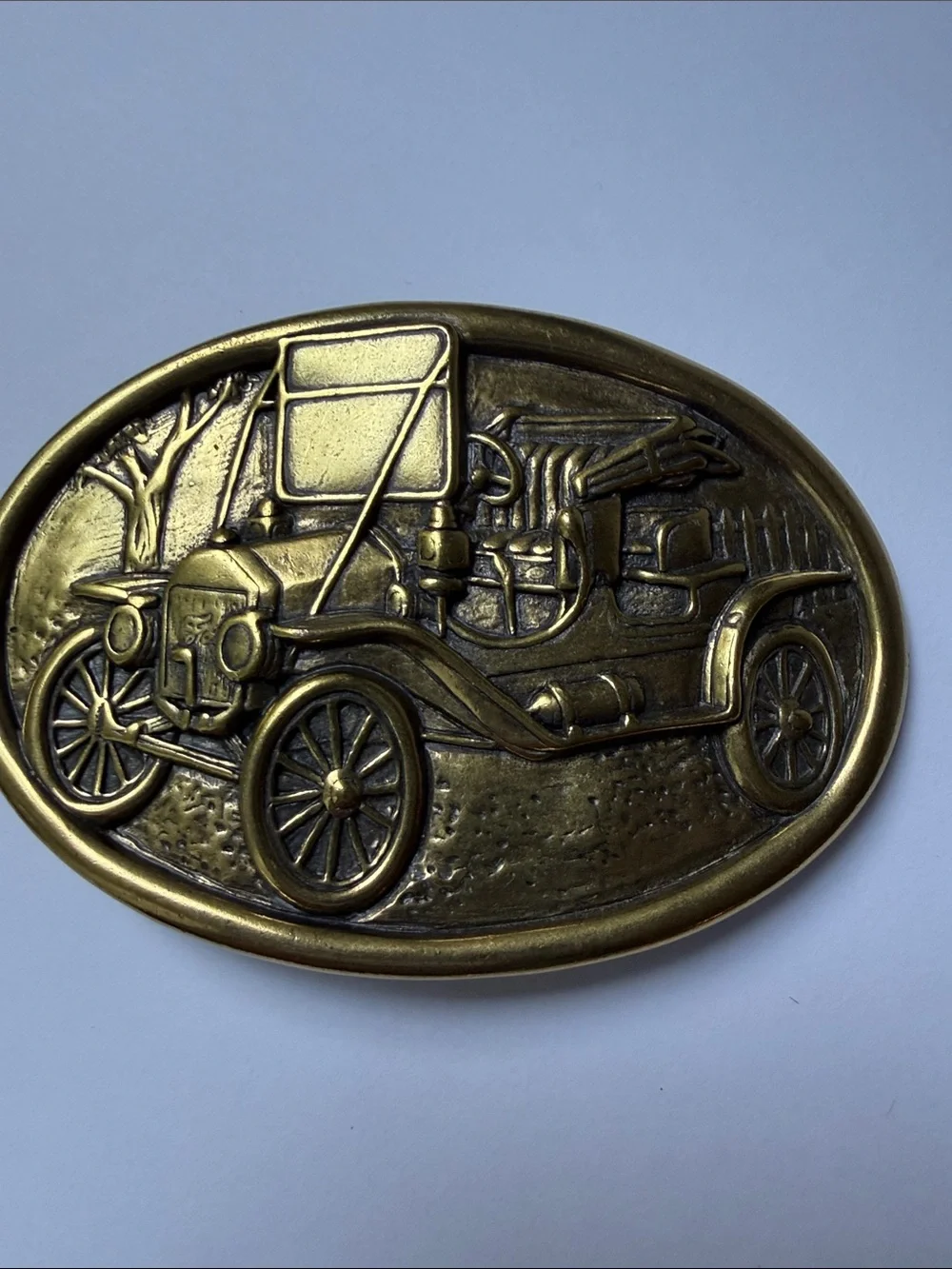 Vintage Brass  Oval Vintage Car Belt Buckle or Decor Unisex